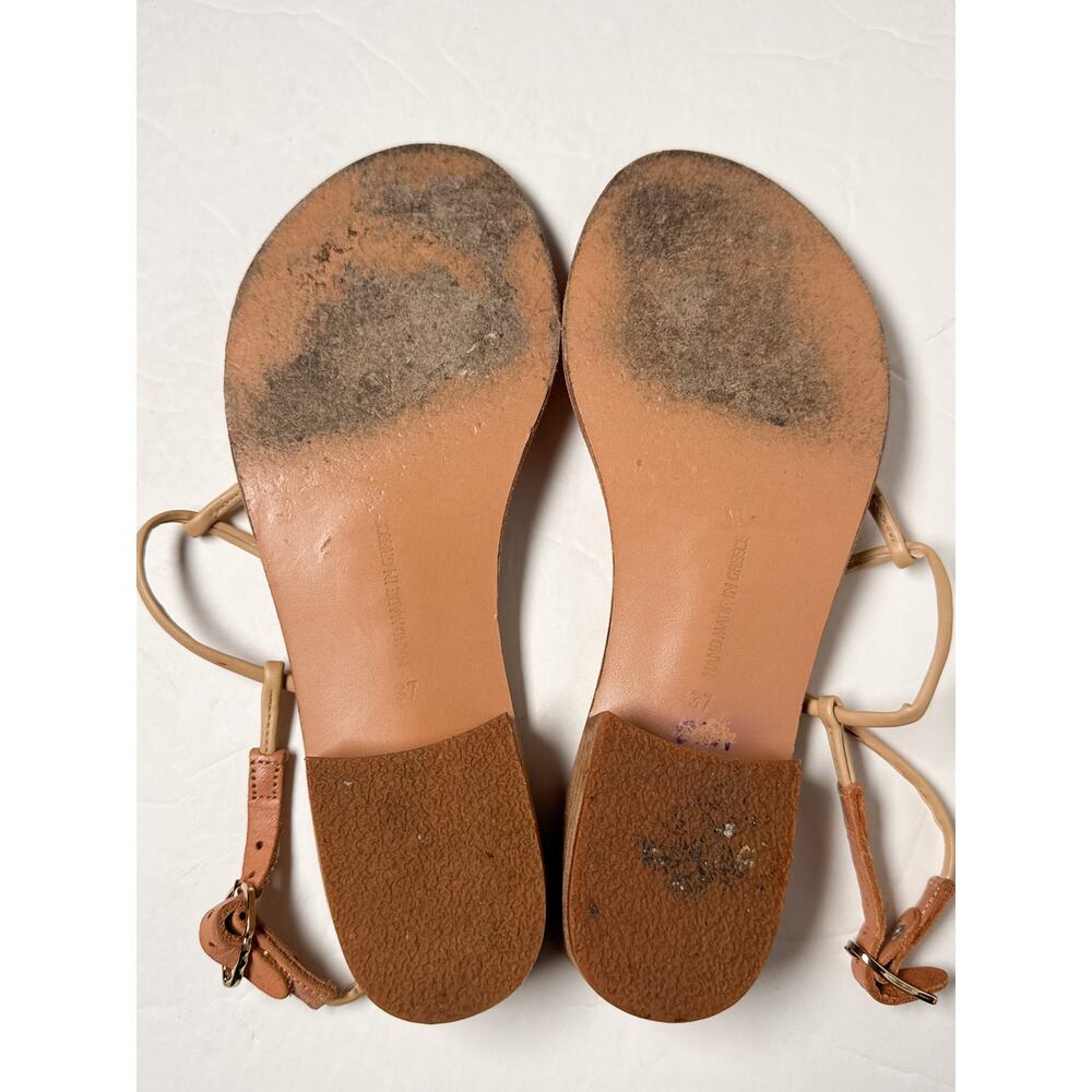 Ancient Greek Sandals Katerina Heel Sandal Tan Leather Strappy Sz 37 Greece - Picture 7 of 14